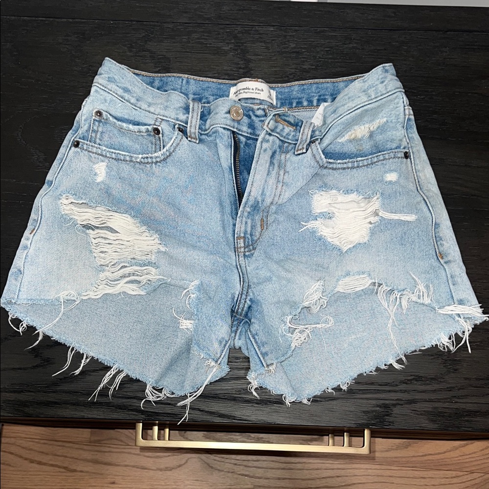 Abercrombie & Fitch Light Blue Distressed Jean Shorts